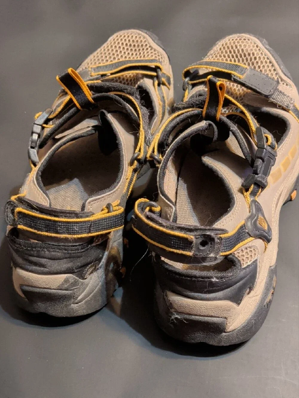 Teva, Mens, Outdoor Hiker Sandals- Gray with Yellow Accents
